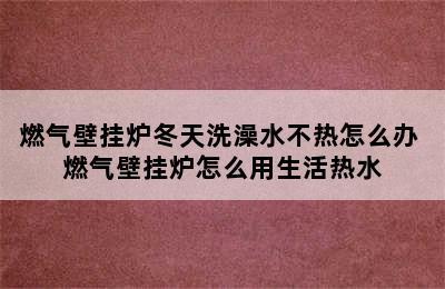 燃气壁挂炉冬天洗澡水不热怎么办 燃气壁挂炉怎么用生活热水